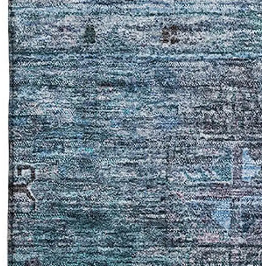 Blue And Gray Tribal Washable Area Rug With UV Protection Photo 4