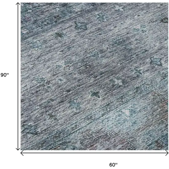 Blue And Gray Tribal Washable Area Rug With UV Protection Photo 9