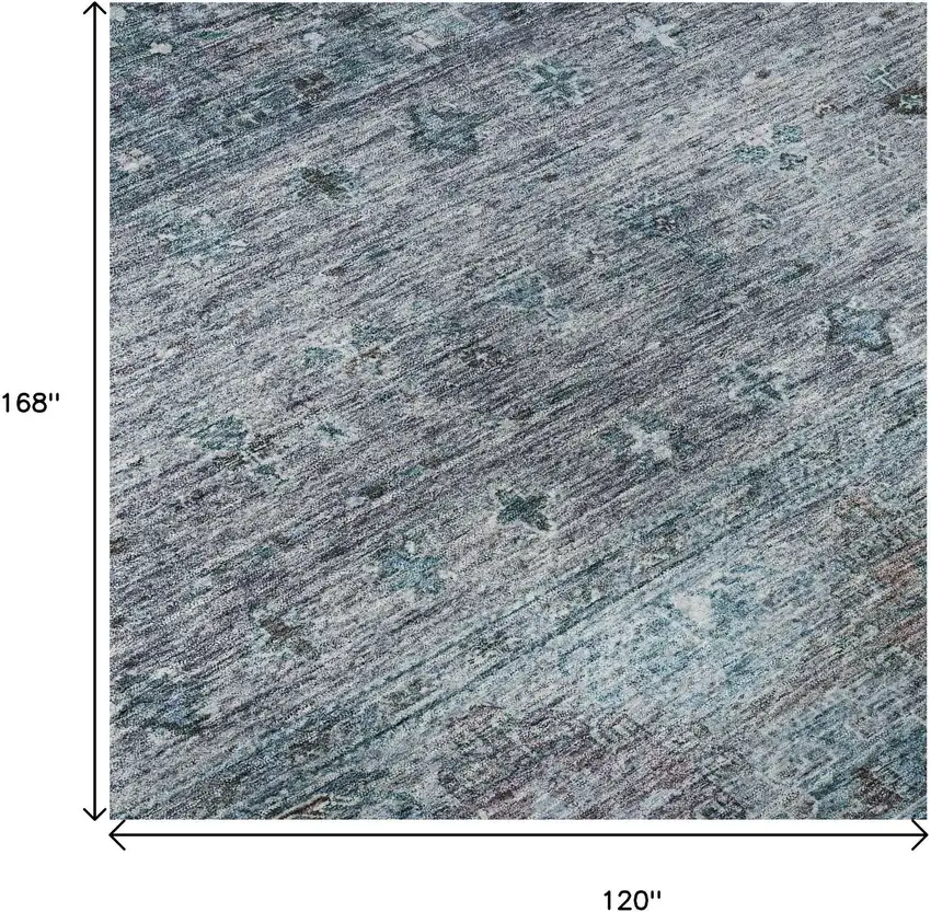 Blue And Gray Tribal Washable Area Rug With UV Protection Photo 9