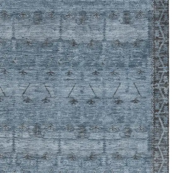 Blue And Gray Tribal Washable Indoor Outdoor Area Rug Photo 3