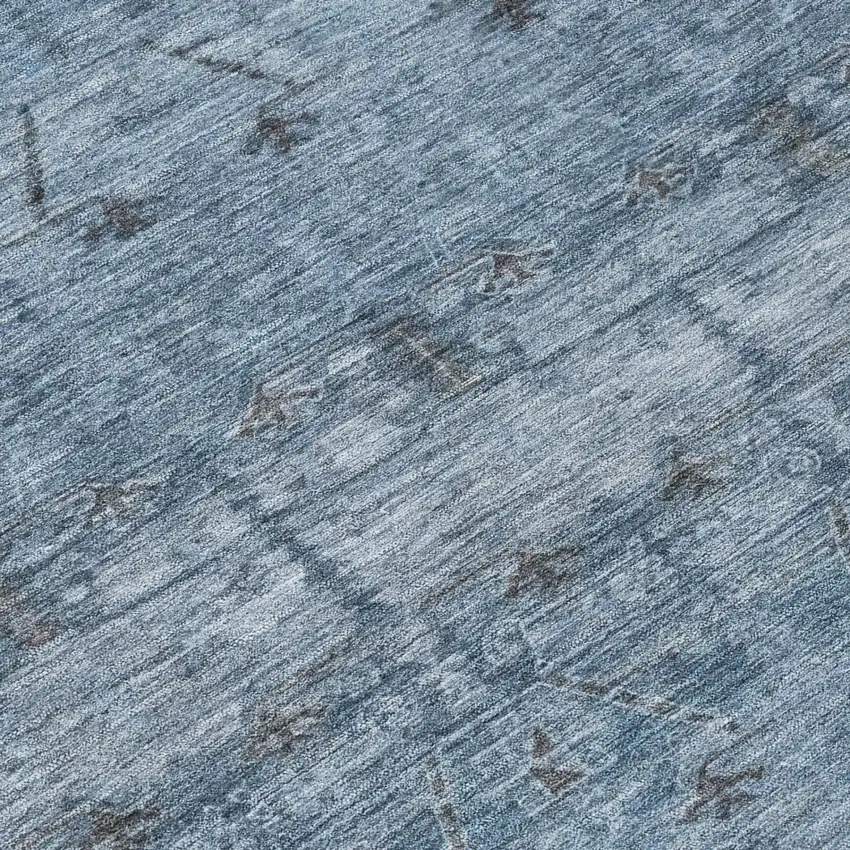 Blue And Gray Tribal Washable Indoor Outdoor Area Rug Photo 6