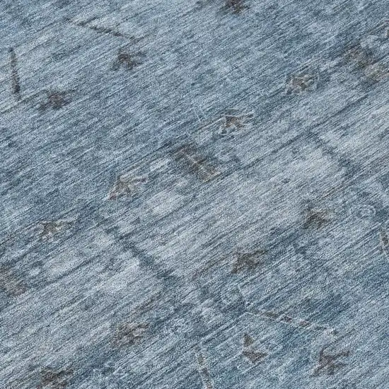 Blue And Gray Tribal Washable Indoor Outdoor Area Rug Photo 6