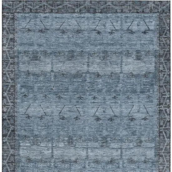 Blue And Gray Tribal Washable Indoor Outdoor Area Rug Photo 4