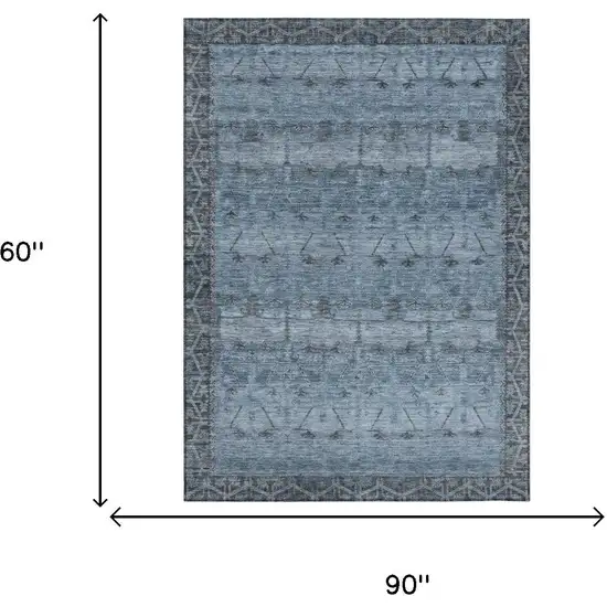 Blue And Gray Tribal Washable Indoor Outdoor Area Rug Photo 7