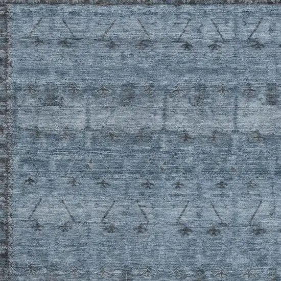 Blue And Gray Tribal Washable Indoor Outdoor Area Rug Photo 3