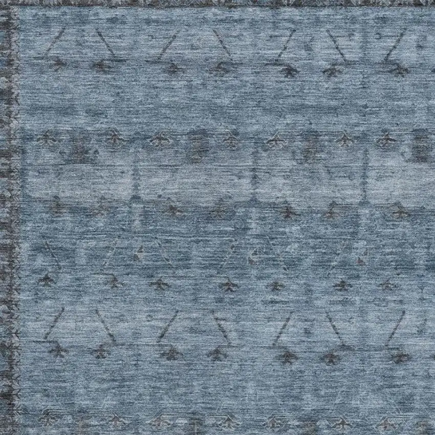 Blue And Gray Tribal Washable Indoor Outdoor Area Rug Photo 3