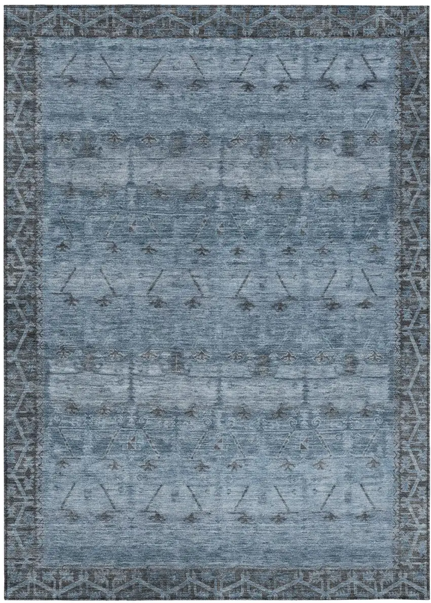 Blue And Gray Tribal Washable Indoor Outdoor Area Rug Photo 2