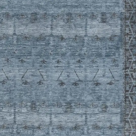 Blue And Gray Tribal Washable Indoor Outdoor Area Rug Photo 3