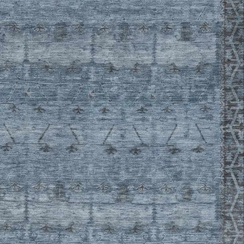 Blue And Gray Tribal Washable Indoor Outdoor Area Rug Photo 3