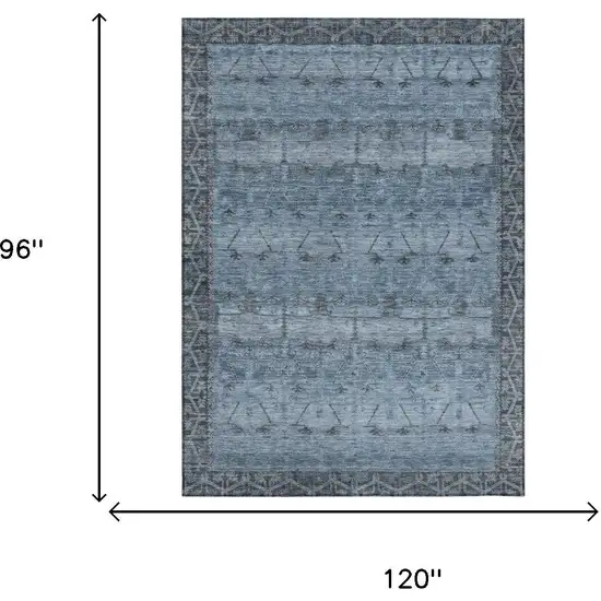 Blue And Gray Tribal Washable Indoor Outdoor Area Rug Photo 7