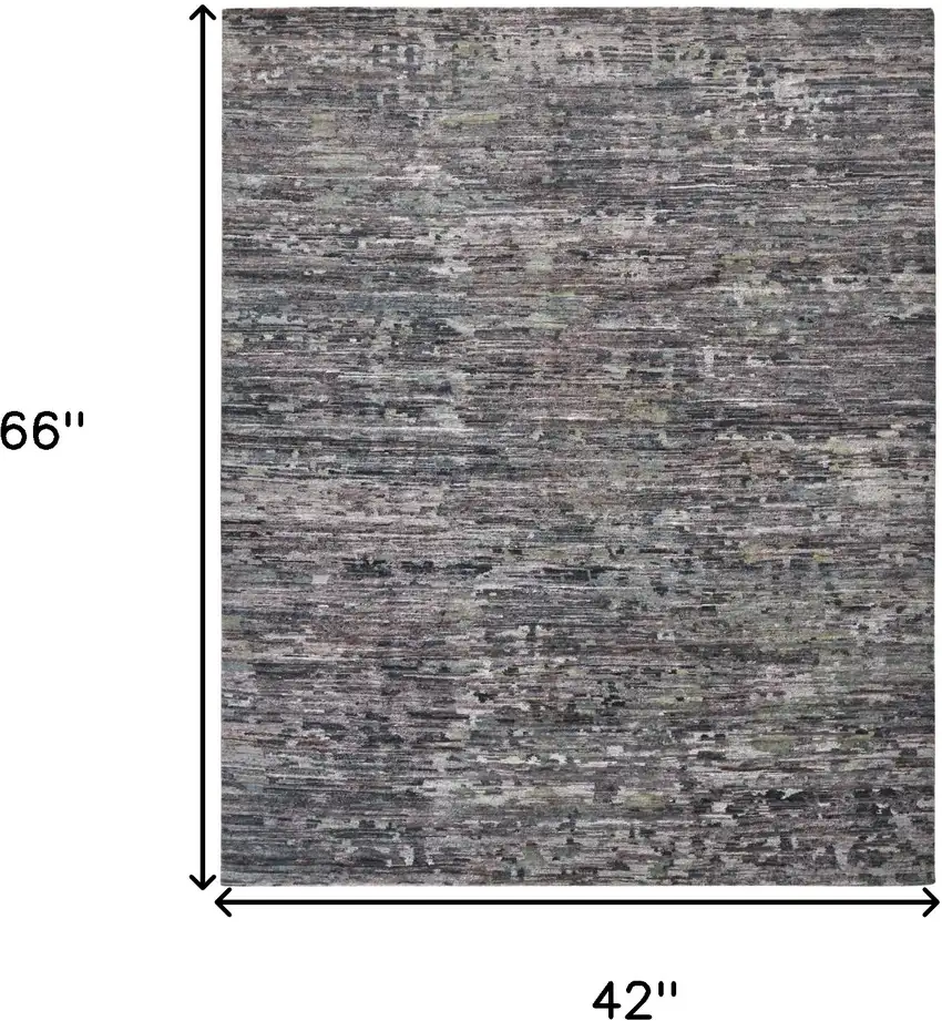 Blue And Gray Wool Abstract Hand Knotted Area Rug Photo 10