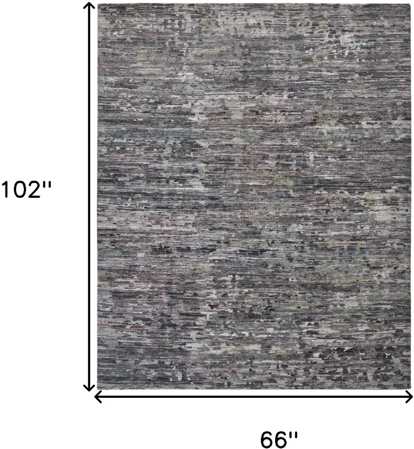 Blue And Gray Wool Abstract Hand Knotted Area Rug Photo 10