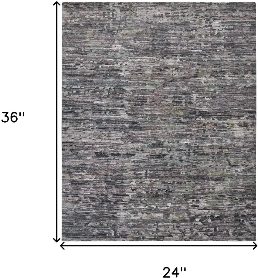 Blue And Gray Wool Abstract Hand Knotted Area Rug Photo 10