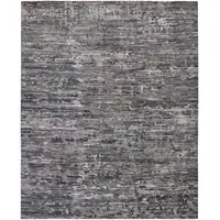 Photo of Blue And Gray Wool Abstract Hand Knotted Area Rug