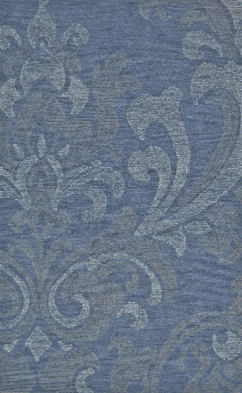 Blue And Gray Wool Floral Hand Tufted Area Rug Photo 4