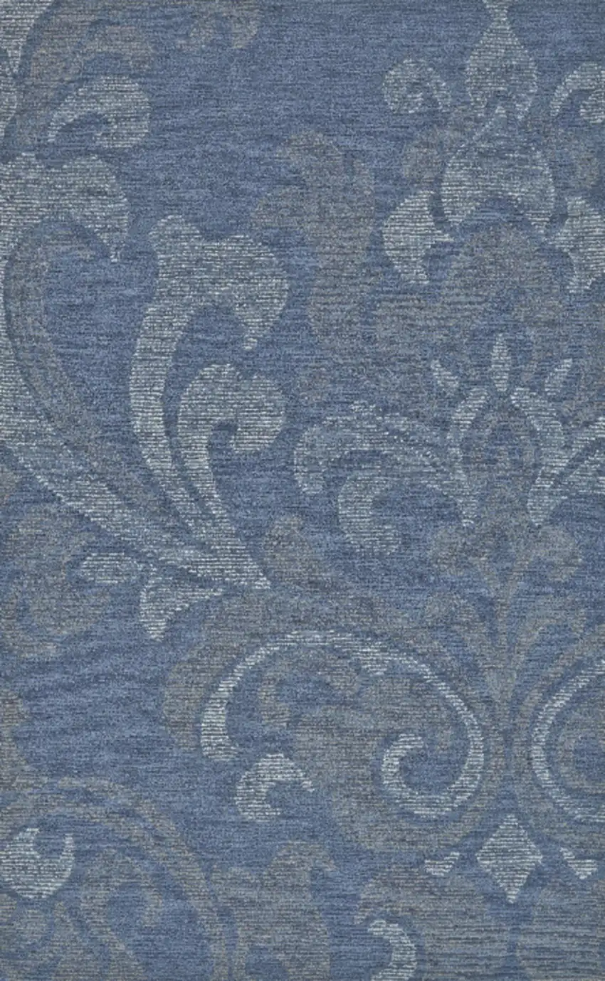 Blue And Gray Wool Floral Hand Tufted Area Rug Photo 2