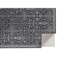 Photo of Blue And Gray Wool Floral Tufted Handmade Stain Resistant Area Rug