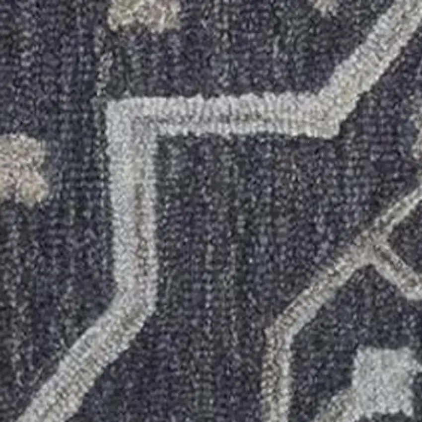 Blue Gray And Charcoal Wool Floral Hand Tufted Area Rug Photo 5