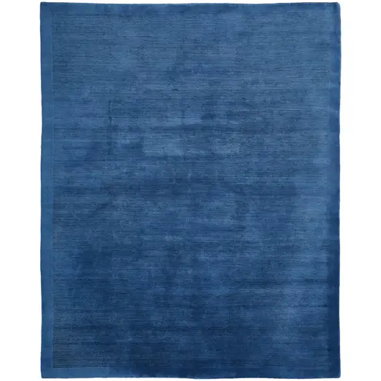 Blue And Gray Wool Hand Knotted Area Rug Photo 2