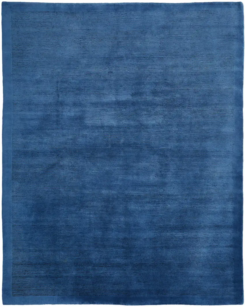 Blue And Gray Wool Hand Knotted Area Rug Photo 2