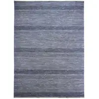 Photo of Blue And Gray Wool Striped Hand Knotted Area Rug