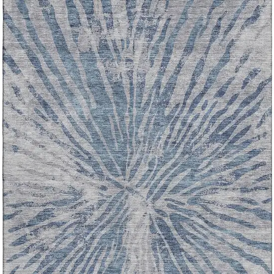 Blue And Gray Zebra Print Washable Area Rug With UV Protection Photo 3