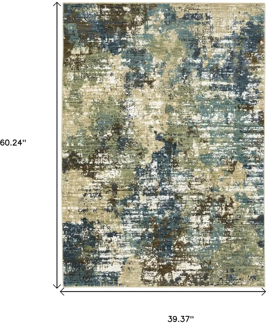 Blue And Green Abstract Area Rug Photo 3