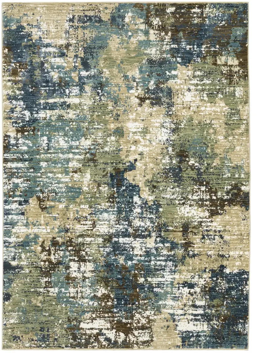 Blue And Green Abstract Area Rug Photo 4