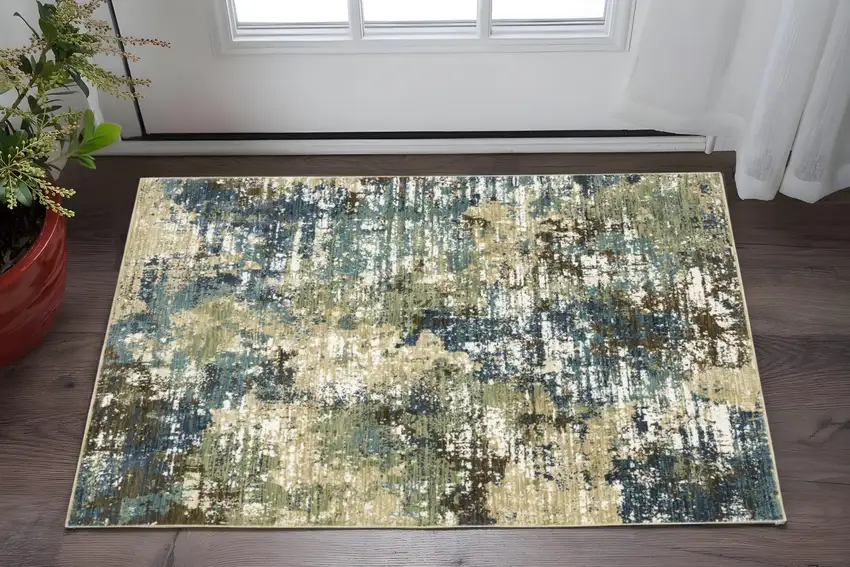 Blue And Green Abstract Area Rug Photo 1
