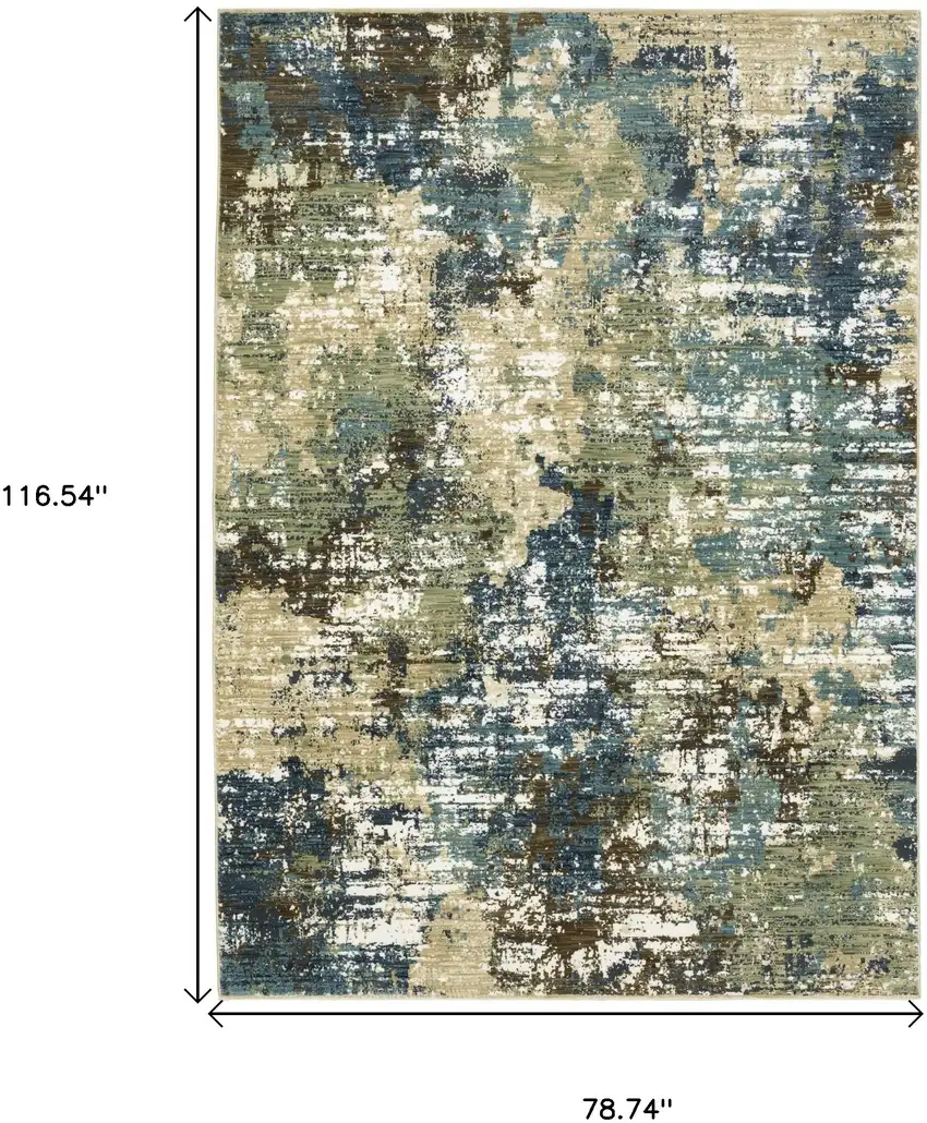 Blue And Green Abstract Area Rug Photo 3