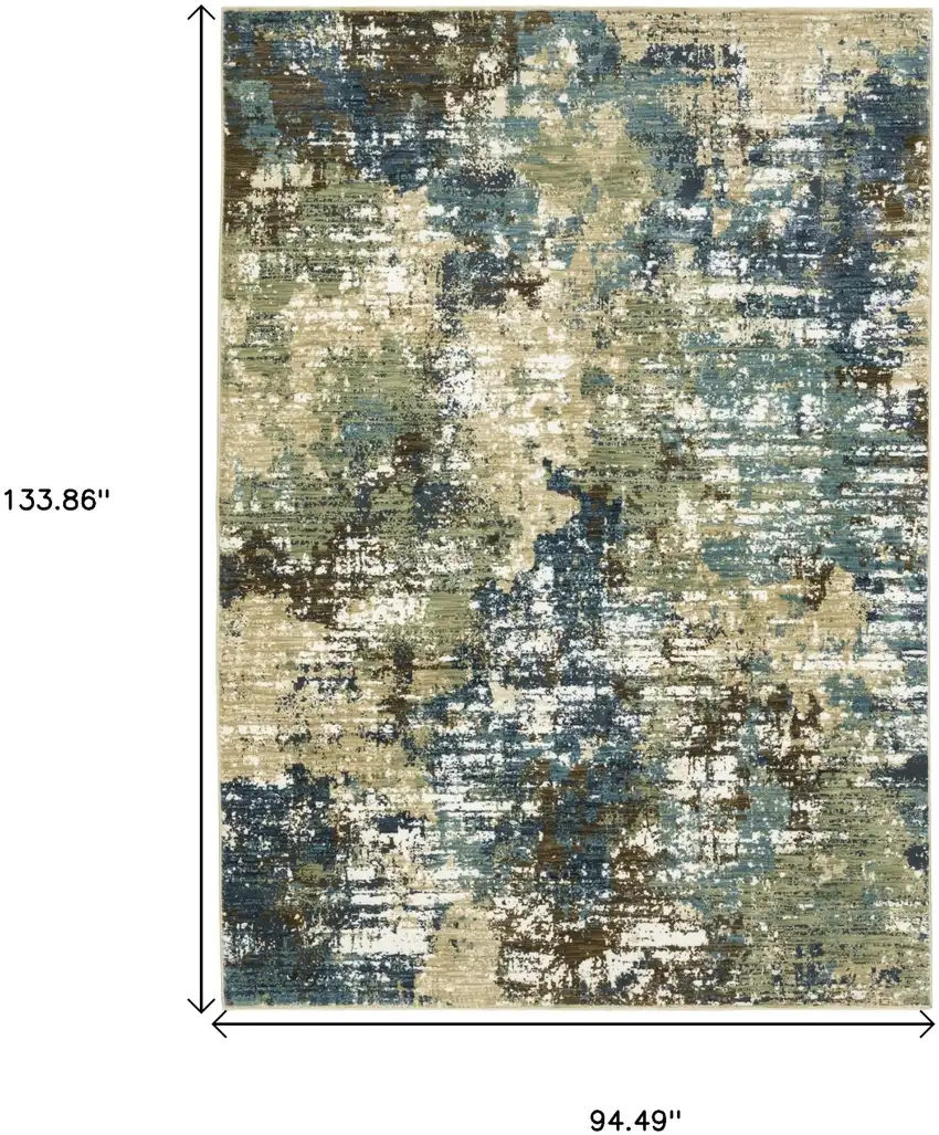 Blue And Green Abstract Area Rug Photo 3