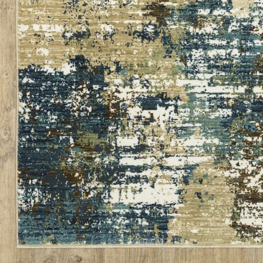 Blue And Green Abstract Area Rug Photo 9