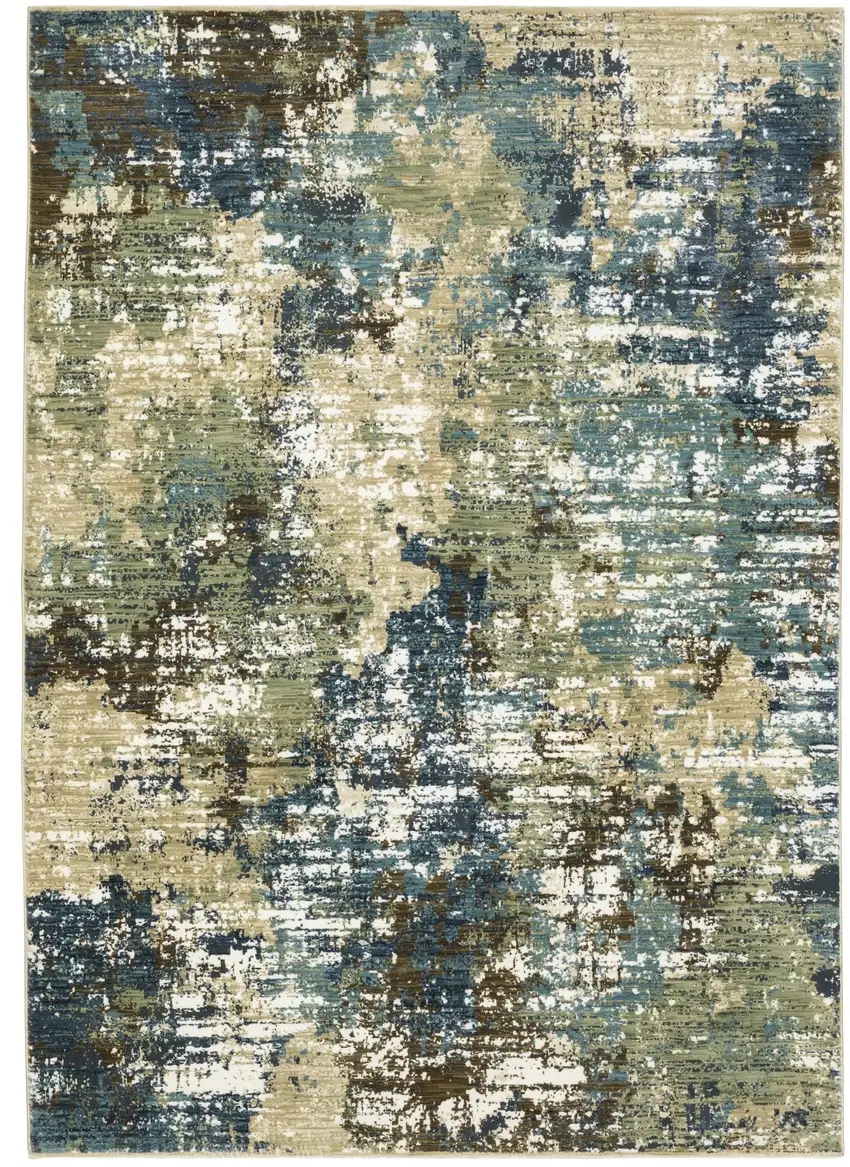 Blue And Green Abstract Area Rug Photo 2