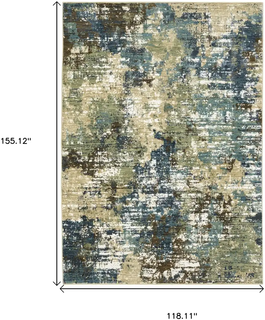 Blue And Green Abstract Area Rug Photo 3