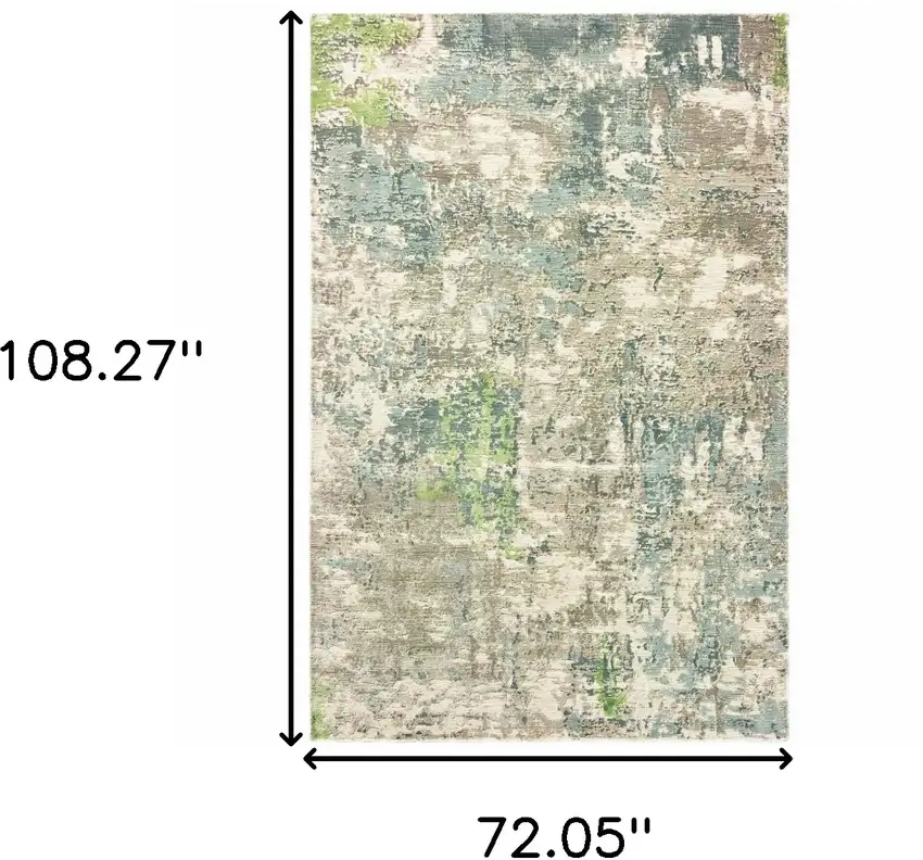 Blue And Green Abstract Hand Loomed Stain Resistant Area Rug Photo 7