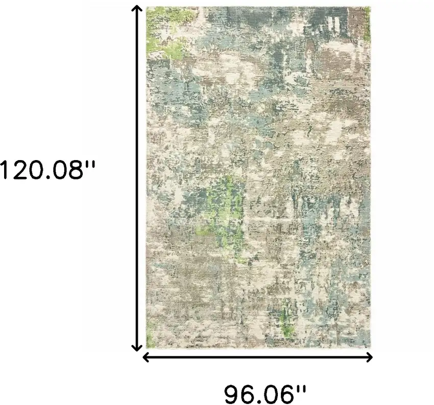 Blue And Green Abstract Hand Loomed Stain Resistant Area Rug Photo 7
