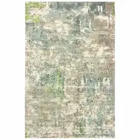 Photo of Blue And Green Abstract Hand Loomed Stain Resistant Area Rug