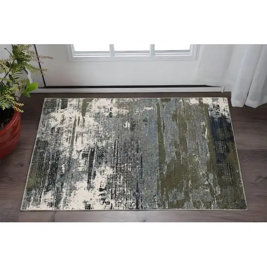 Blue And Green Abstract Power Loom Area Rug Photo 1