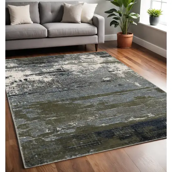 Blue And Green Abstract Power Loom Area Rug Photo 1