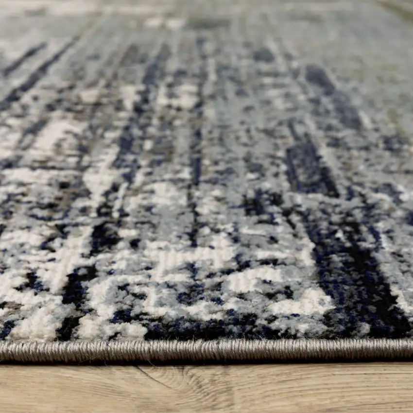 Blue And Green Abstract Power Loom Area Rug Photo 7