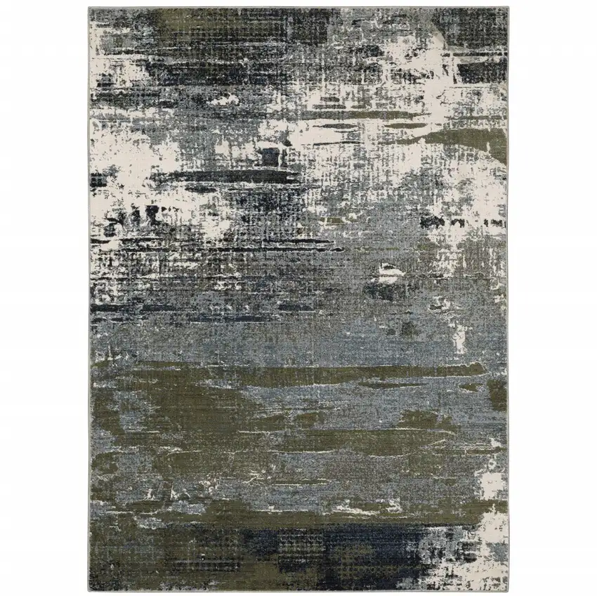 Blue And Green Abstract Power Loom Area Rug Photo 1