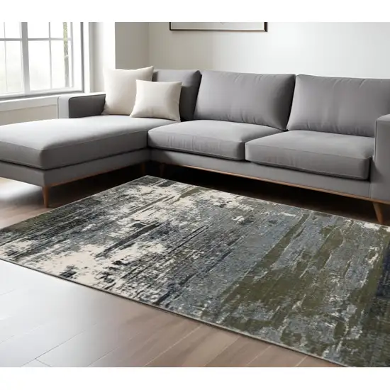 6' X 9' Blue And Green Abstract Power Loom Area Rug Photo 1