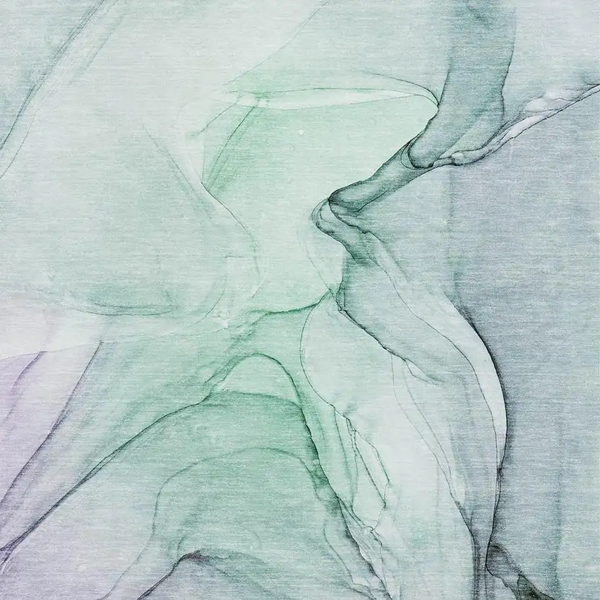 Blue And Green Abstract Washable Area Rug With UV Protection Photo 3