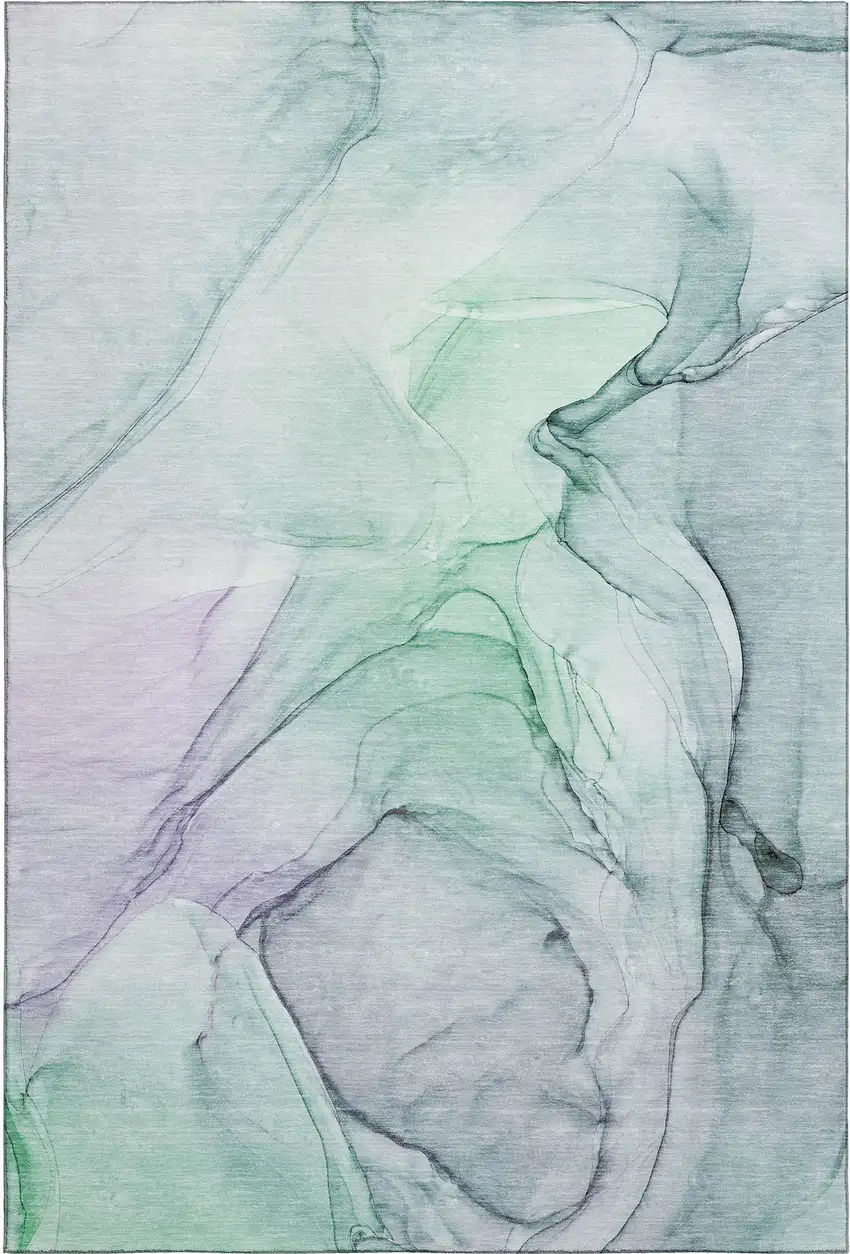 Blue And Green Abstract Washable Area Rug With UV Protection Photo 1