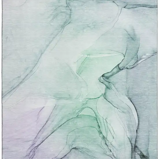 Blue And Green Abstract Washable Area Rug With UV Protection Photo 5