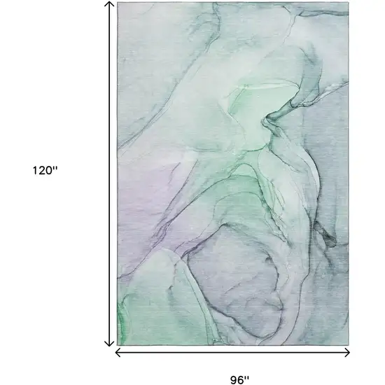 Blue And Green Abstract Washable Area Rug With UV Protection Photo 3