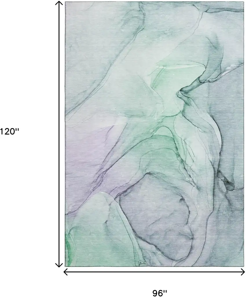 Blue And Green Abstract Washable Area Rug With UV Protection Photo 3