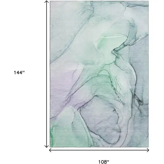 Blue And Green Abstract Washable Area Rug With UV Protection Photo 3