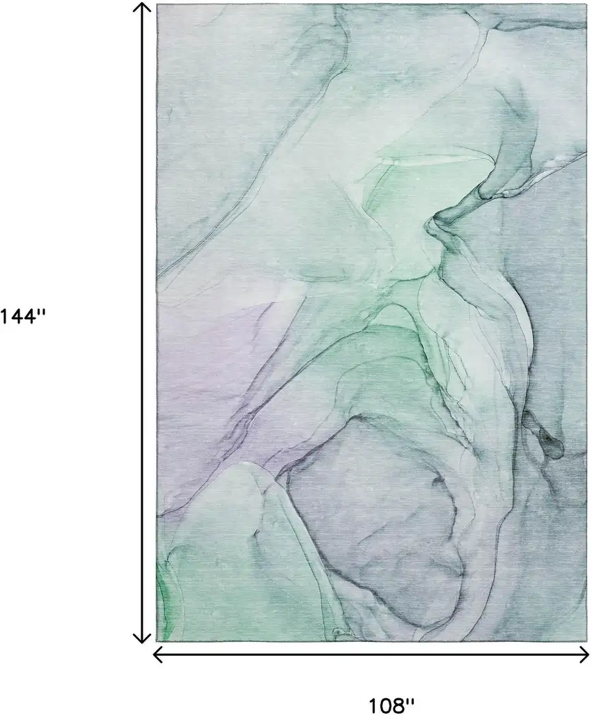 Blue And Green Abstract Washable Area Rug With UV Protection Photo 3