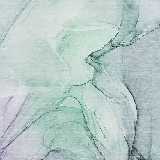 Blue And Green Abstract Washable Area Rug With UV Protection Photo 6